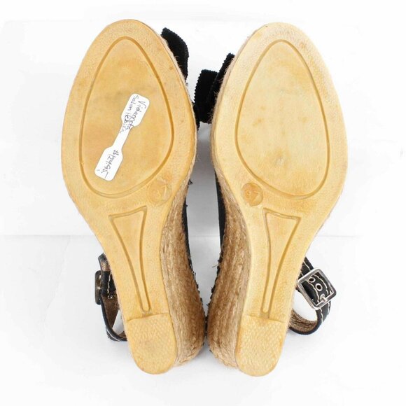 Vidarreta $125 Sz 37 Black Tan Woven Fabric Upper 3" Wedge Heel - Picture 5 of 7